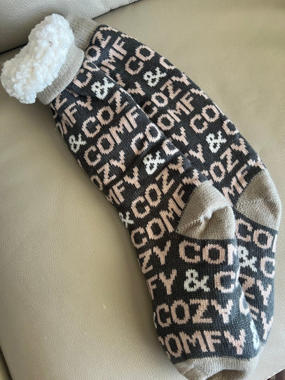 Sherpa Slipper Socks, Calf Height, one size